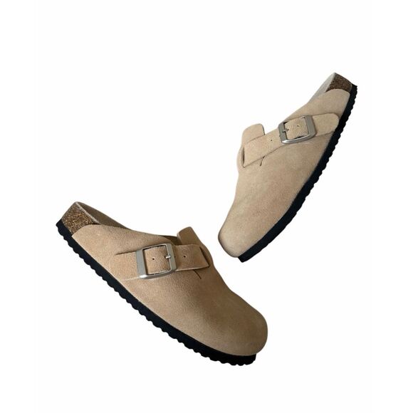 Quince Clog Mules Water Repellent Suede Dune Tan 7 - Picture 3 of 9